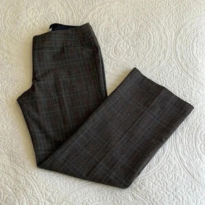 Wool Blend Lined Pants Wide Leg Women’s sz 1/Small 8 Brown Plaid Dressy Career